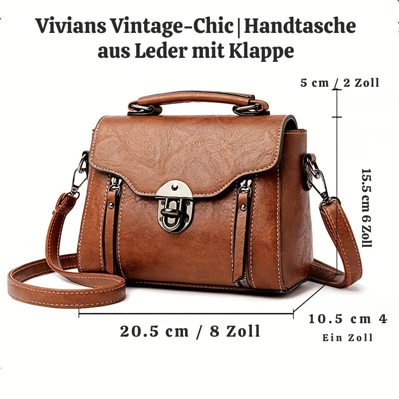 Vivians Vintage-Stil | Handtasche aus Leder mit Klappe