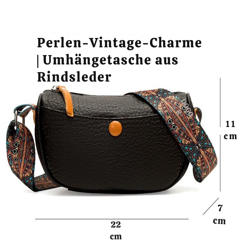 Perlen-Vintage-Charme | Umhängetasche aus Rindsleder