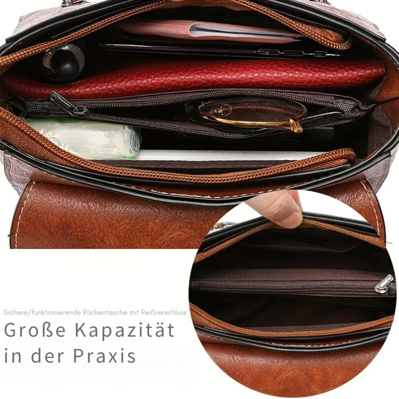 Vivians Vintage-Stil | Handtasche aus Leder mit Klappe