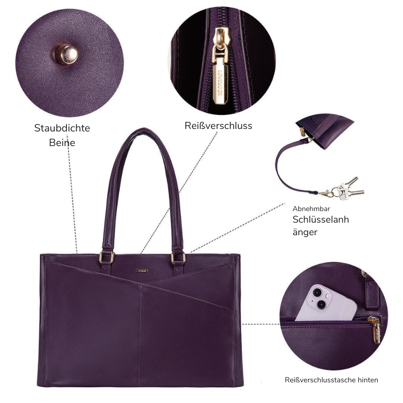 Stilvolle Laptoptasche aus lila Leder